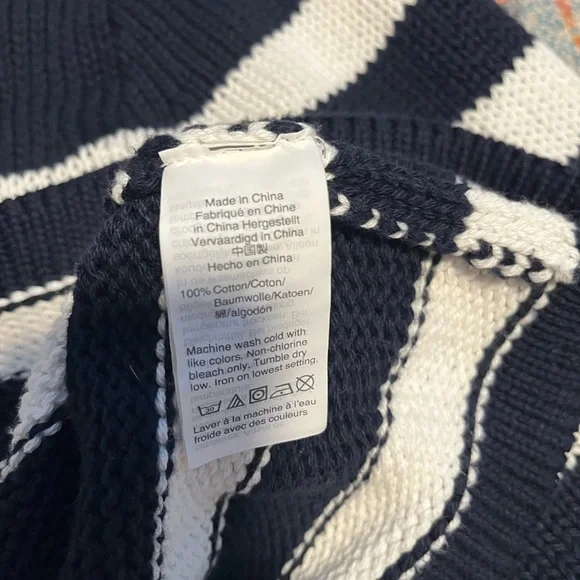 J. Crew 100% cotton blue and white striped rollneck sweater - Picture 4 of 6